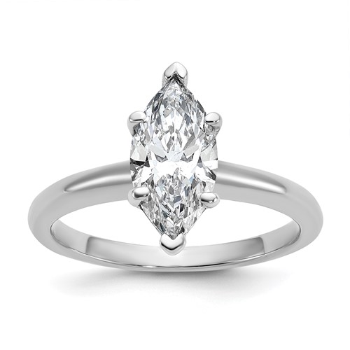 14K White Gold 1.50 Carat Lab Grown Diamond VS SI+ G+ Marquise Solitaire Complete Engagement Ring