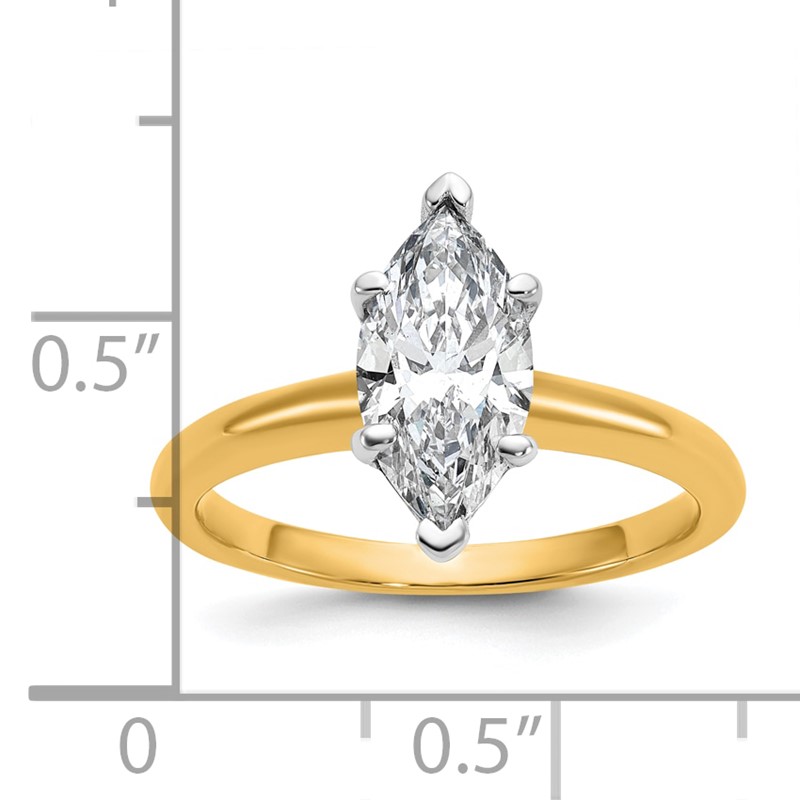 14k Two-tone 1 1/2 carat Lab Grown Diamond VS+ F+ Marquise Solitare Complete Engagement Ring