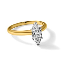 14K Two-tone 1.50 Carat Lab Grown Diamond VS SI+ G+ Marquise Solitaire Complete Engagement Ring view 3
