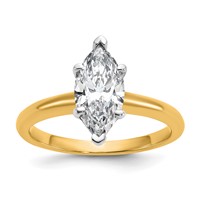 14K Two-tone 1.50 Carat Lab Grown Diamond VS SI+ G+ Marquise Solitaire Complete Engagement Ring view 1