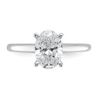 14K White Gold 1.50 Carat Certified Lab Grown Diamond VS+ F+ Oval Complete Solitaire Engagement Ring view 4