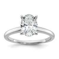 14K White Gold 1.50 Carat Certified Lab Grown Diamond VS+ F+ Oval Complete Solitaire Engagement Ring view 1