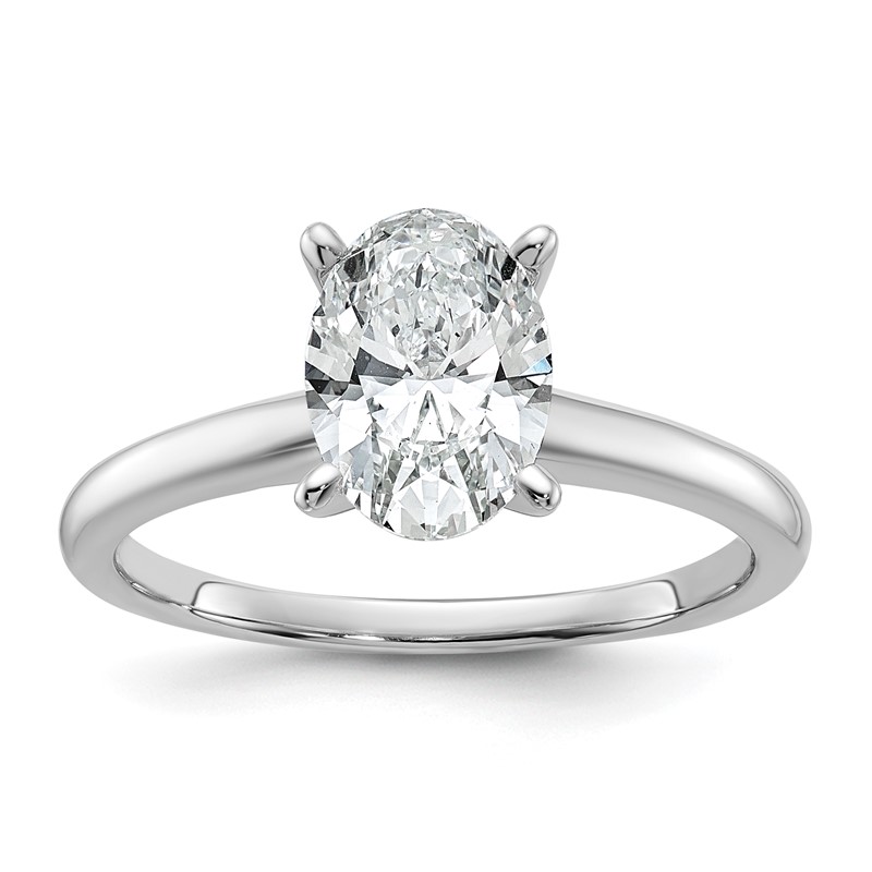 14k White Gold 1 1/2 carat Certified Lab Grown Diamond VS+ F+ Oval Complete Solitaire Engagement Ring