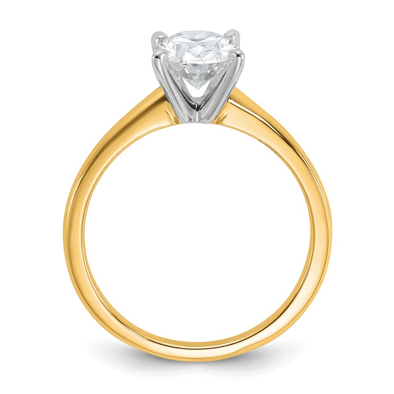 14k Two-Tone 1 1/2 carat Lab Grown Diamond VS+ F+ Oval Complete Solitaire Engagement Ring