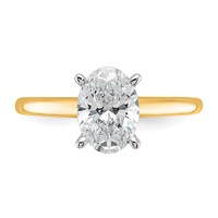 14K Two-Tone 1.50 Carat Lab Grown Diamond VS SI+ G+ Oval Complete Solitaire Engagement Ring view 4