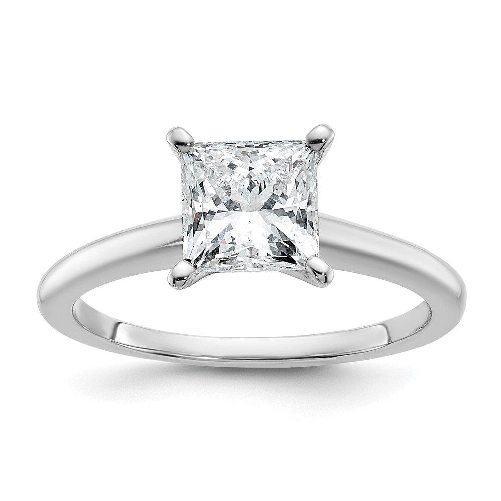 14K White Gold 1.50 Carat Certified Lab Grown Diamond VS SI+ G+ Princess Complete Solitaire Engagement Ring