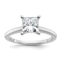 14K White Gold 1.50 Carat Certified Lab Grown Diamond VS SI+ G+ Princess Complete Solitaire Engagement Ring view 1