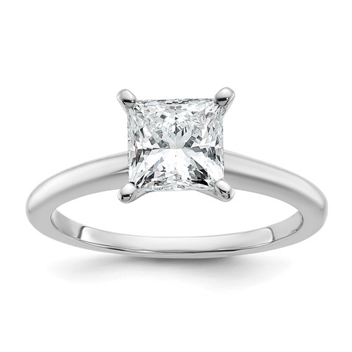 14K White Gold 1.25 Carat Lab Grown Diamond VS SI+ G+ Princess Complete Solitaire Engagement Ring