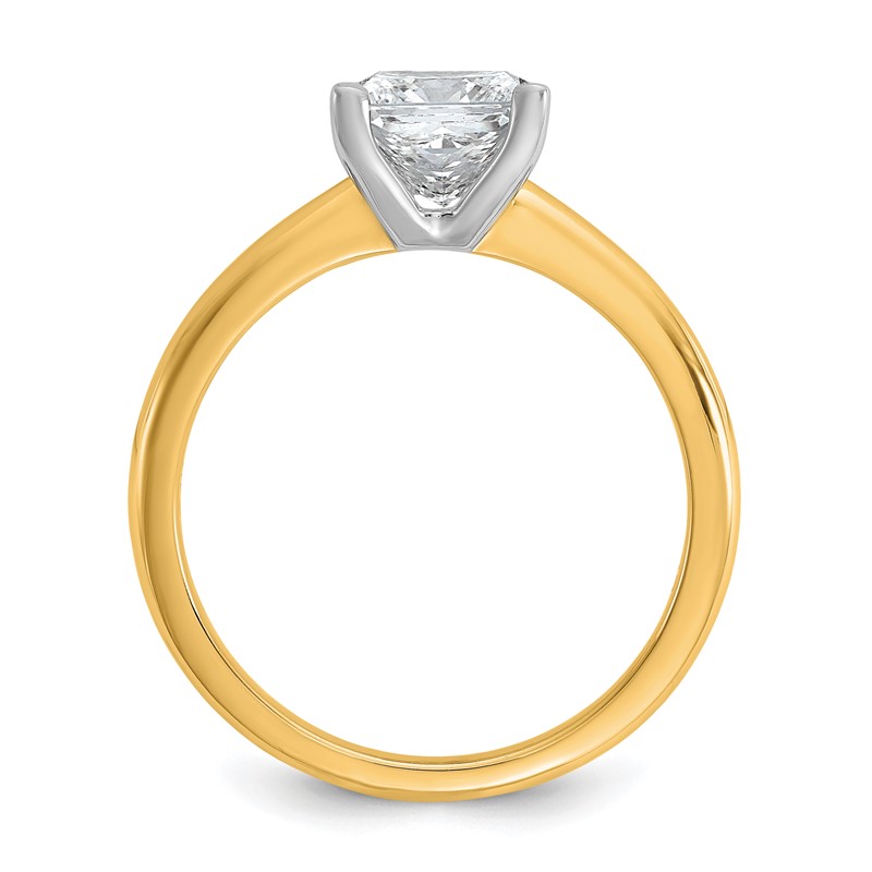 14k Two-tone 1 1/2 carat Certified Lab Grown Diamond VS+ F+ Princess Complete Solitare Engagement Ring