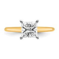 14K Two-tone 1.50 Carat Certified Lab Grown Diamond VS SI+ G+ Princess Complete Solitaire Engagement Ring view 4