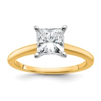 14K Two-tone 1.50 Carat Certified Lab Grown Diamond VS SI+ G+ Princess Complete Solitaire Engagement Ring view 1