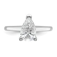 14K White Gold 1.50 Carat Certified Lab Grown Diamond VS SI+ G+ Pear Solitaire Complete Engagement Ring view 4
