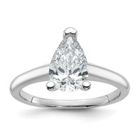 14K White Gold 1.50 Carat Certified Lab Grown Diamond VS SI+ G+ Pear Solitaire Complete Engagement Ring view 1