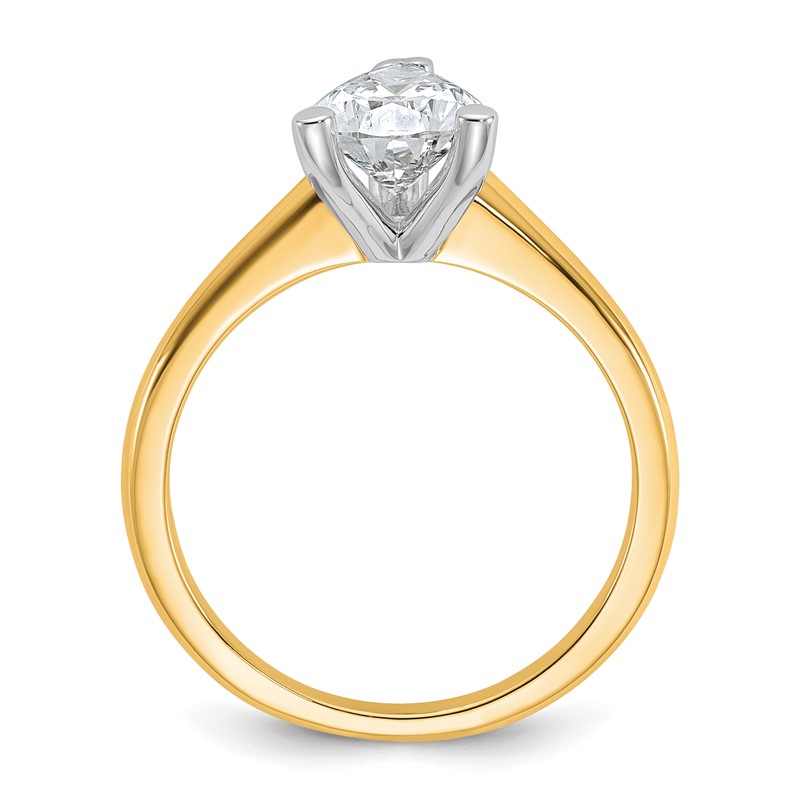 14k Two-tone 1 1/2 carat Lab Grown Diamond VS+ F+ Pear Solitare Complete Engagement Ring
