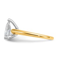 14K Two-tone 1.50 Carat Lab Grown Diamond VS SI+ G+ Pear Solitaire Complete Engagement Ring view 3