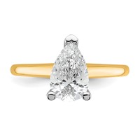 14K Two-tone 1.50 Carat Lab Grown Diamond VS SI+ G+ Pear Solitaire Complete Engagement Ring view 4