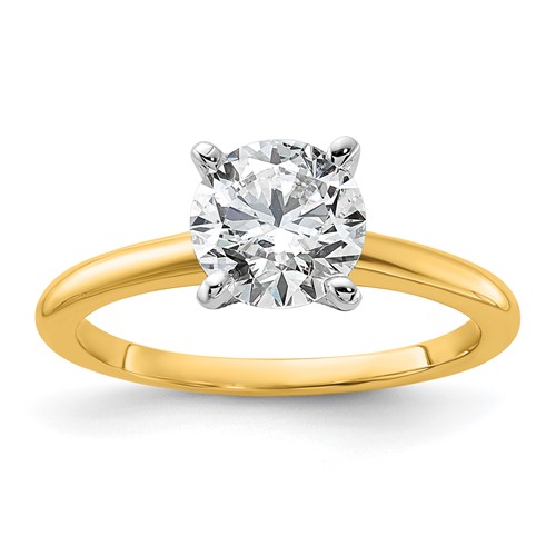 14K Two-Tone 1.5 Carat Certified Lab Grown Diamond VS+ F+ Round Complete Solitaire Engagement Ring
