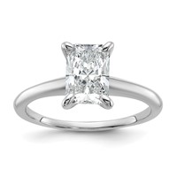 14K White Gold 1.50 Carat Certified Lab Grown Diamond VS+ F+ Radiant Solitaire Complete Engagement Ring view 1
