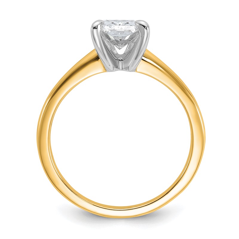 14k Two-tone 1 1/2 carat Certified Lab Grown Diamond VS+ F+ Radiant Solitare Complete Engagement Ring