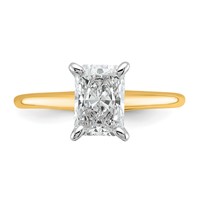 14K Two-tone 1.50 Carat Lab Grown Diamond VS SI+ G+ Radiant Solitaire Complete Engagement Ring view 4