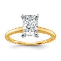 14K Two-tone 1.50 Carat Lab Grown Diamond VS SI+ G+ Radiant Solitaire Complete Engagement Ring view 1