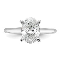 14K White Gold 1.75 Carat Lab Grown Diamond VS SI+ G+ Oval Complete Solitaire Engagement Ring view 4