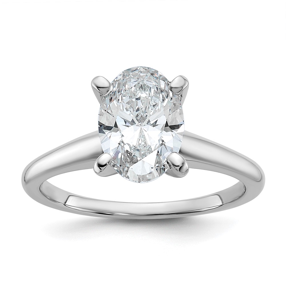 14K White Gold 1.75 Carat Lab Grown Diamond VS SI+ G+ Oval Complete Solitaire Engagement Ring