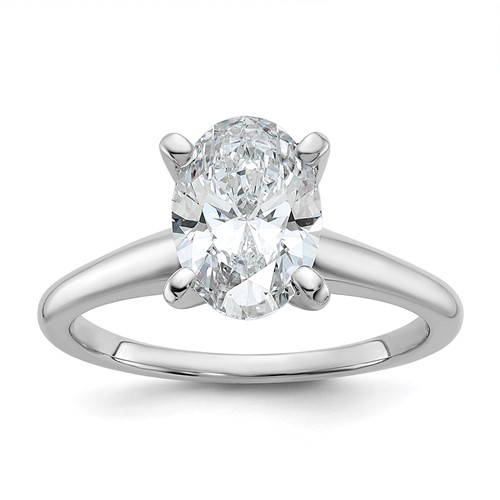 14K White Gold 1.75 Carat Certified Lab Grown Diamond VS SI+ G+ Oval Complete Solitaire Engagement Ring