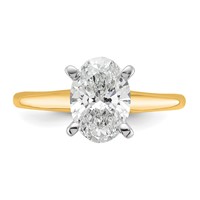 14K Two-Tone 1.75 Carat Certified Lab Grown Diamond VS+ F+ Oval Complete Solitaire Engagement Ring view 4