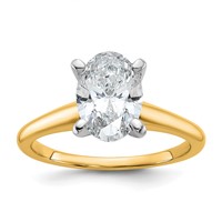 14K Two-Tone 1.75 Carat Certified Lab Grown Diamond VS+ F+ Oval Complete Solitaire Engagement Ring view 1