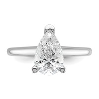 14K White Gold 1.75 Carat Certified Lab Grown Diamond VS+ F+ Pear Solitaire Complete Engagement Ring view 4