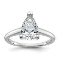14K White Gold 1.75 Carat Certified Lab Grown Diamond VS+ F+ Pear Solitaire Complete Engagement Ring view 1