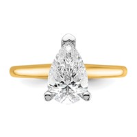 14K Two-tone 1.75 Carat Lab Grown Diamond VS SI+ G+ Pear Solitaire Complete Engagement Ring view 4