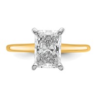 14K Two-tone 1.75 Carat Lab Grown Diamond VS SI+ G+ Radiant Solitaire Complete Engagement Ring view 4