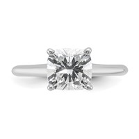 14K White Gold 2 Carat Lab Grown Diamond VS SI+ G+ Cushion Complete Solitaire Engagement Ring view 4