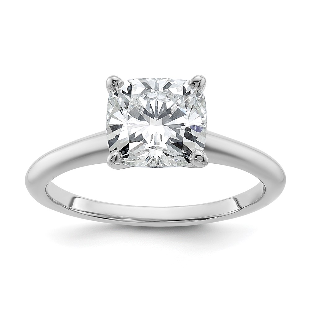 14K White Gold 2 Carat Lab Grown Diamond VS SI+ G+ Cushion Complete Solitaire Engagement Ring
