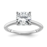14K White Gold 2 Carat Lab Grown Diamond VS SI+ G+ Cushion Complete Solitaire Engagement Ring view 1