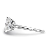 14K White Gold 2 Carat Lab Grown Diamond VS+ F+ Emerald Solitaire Complete Engagement Ring view 3