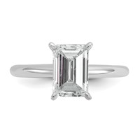 14K White Gold 2 Carat Lab Grown Diamond VS+ F+ Emerald Solitaire Complete Engagement Ring view 5