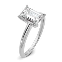 14K White Gold 2 Carat Lab Grown Diamond VS+ F+ Emerald Solitaire Complete Engagement Ring view 4