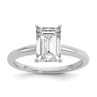 14K White Gold 2 Carat Lab Grown Diamond VS+ F+ Emerald Solitaire Complete Engagement Ring view 1