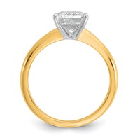 14K Two-tone 2 Carat Certified Lab Grown Diamond VS SI+ G+ Emerald Solitaire Complete Engagement Ring view 2