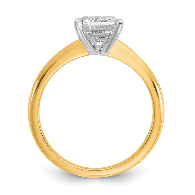 14k Two-tone 2 carat Lab Grown Diamond VS+ F+ Emerald Solitare Complete Engagement Ring