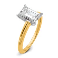 14K Two-tone 2 Carat Certified Lab Grown Diamond VS SI+ G+ Emerald Solitaire Complete Engagement Ring view 4