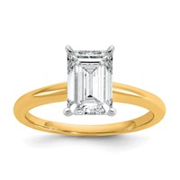 14K Two-tone 2 Carat Certified Lab Grown Diamond VS SI+ G+ Emerald Solitaire Complete Engagement Ring view 1