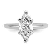 14K White Gold 2 Carat Lab Grown Diamond VS SI+ G+ Marquise Solitaire Complete Engagement Ring view 4