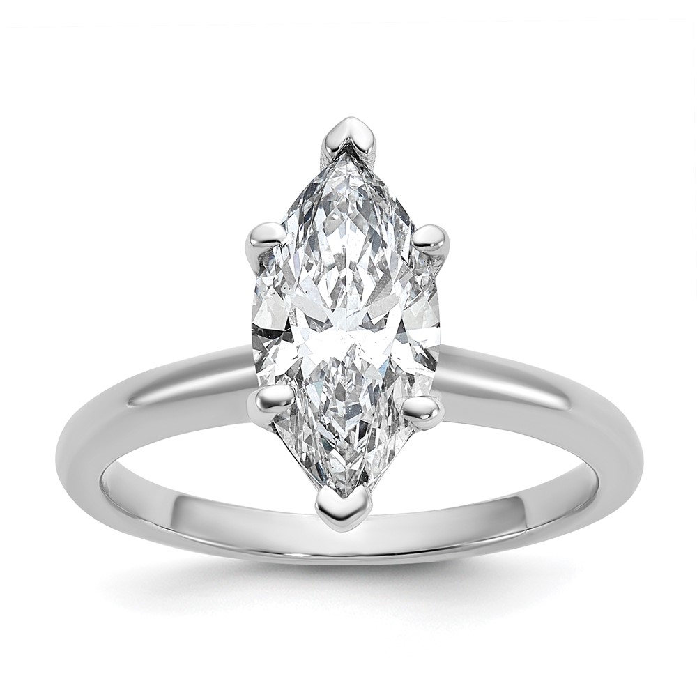 14K White Gold 2 Carat Lab Grown Diamond VS SI+ G+ Marquise Solitaire Complete Engagement Ring