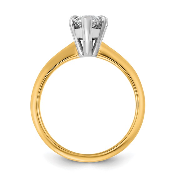 14k Two Tone 12x6mm MARQUISE Solitaire Mounting Sz 7