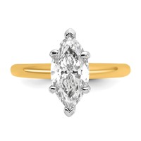 14K Two-tone 2 Carat Lab Grown Diamond VS+ F+ Marquise Solitaire Complete Engagement Ring view 4