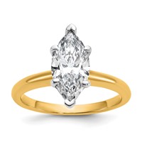 14K Two-tone 2 Carat Lab Grown Diamond VS+ F+ Marquise Solitaire Complete Engagement Ring view 1
